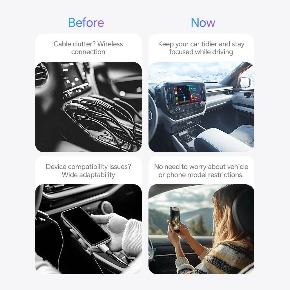 BYLITU New 2in1 MINI U3 Wireless CarPlay Android Car Wireless Adapter Smart Mini Box Plug and Play WiFi Fast Connection with USB - MarvelouStoree