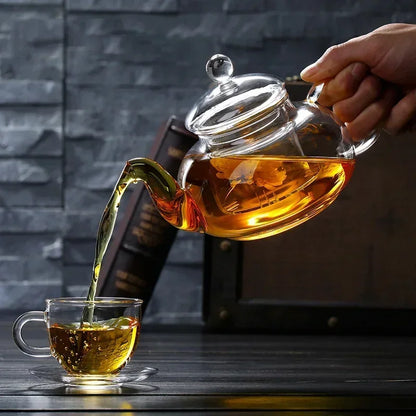 400/1100ml High Borosilicate Glass Teapot Thickened Heating Flower Tea Pot Transparent Glass Filter Teaware Kungfu Teaware