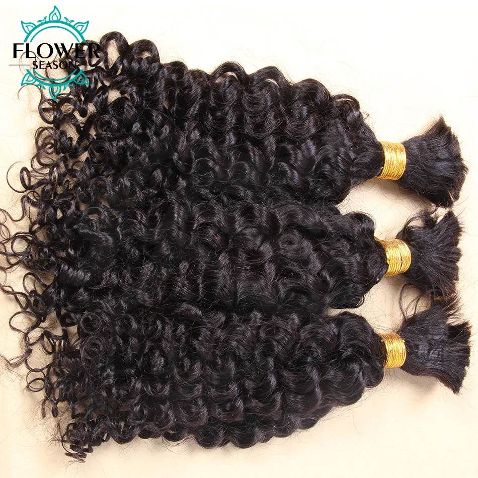 Bulk Human Hair For Braiding Wholesale Burmese Boho Braids Human Hair Extensions No Weft Double Drawn Curly Hair Bulk 3Bundles - MarvelouStoree