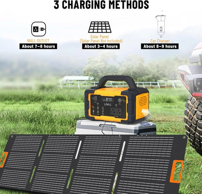 Portable Power Station 600W, 647Wh Backup Lithium Battery, 120V/600W AC Outlet, Solar Generator for Home, Outdoor, Camping