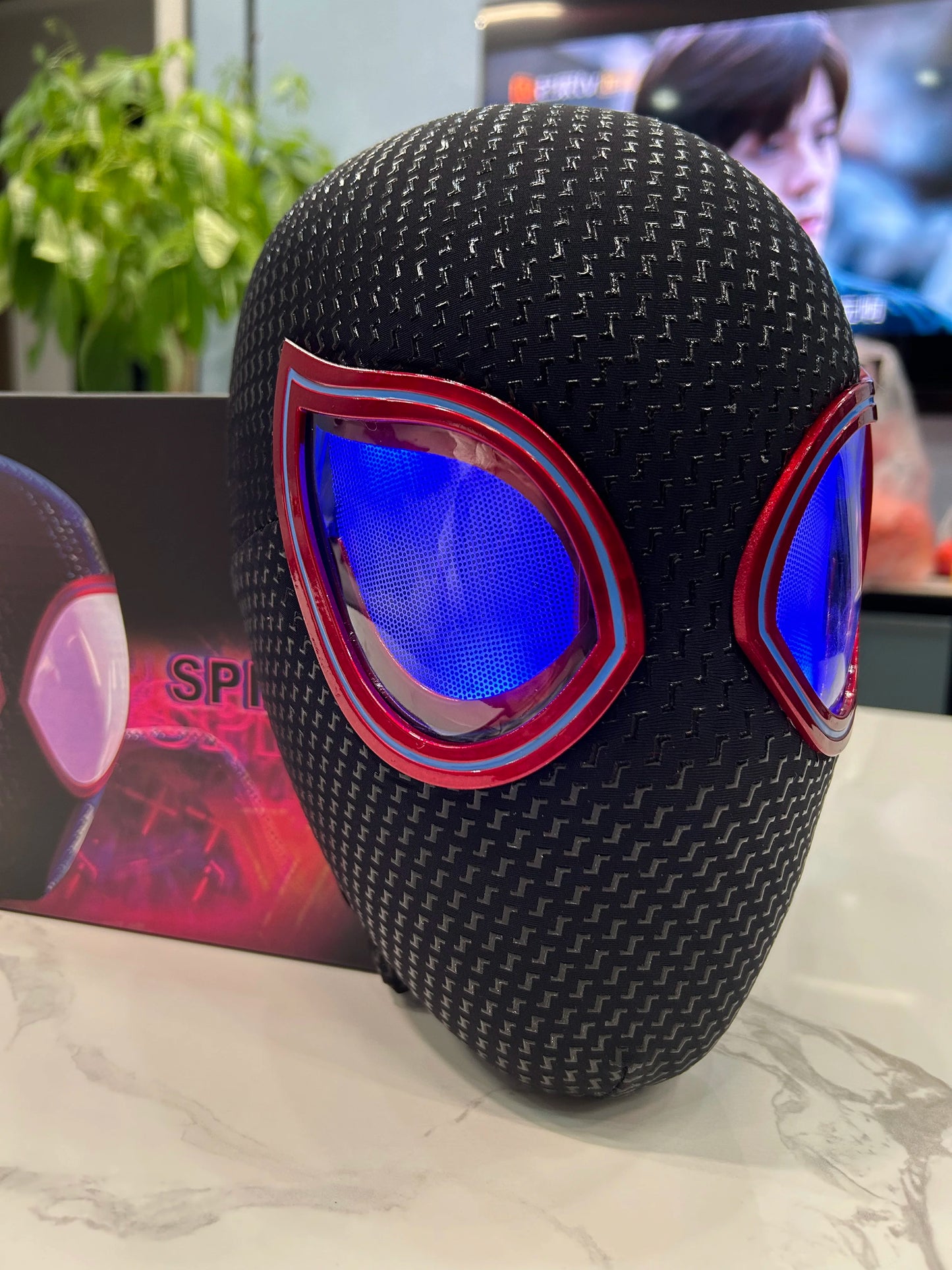 Miles Spiderman Headgear Mask Cosplay Moving Eyes With Ligth Electronic Mask Spider Man 1:1 Remote Control Toys Adults Kids Gift