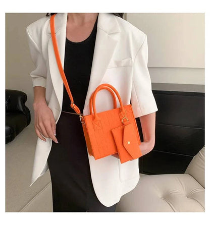 Korean Version Minimalist Embossed Felt Lightweight Handbag 2024 New Single Shoulder Diagonal Span Two-Piece Bag For Women