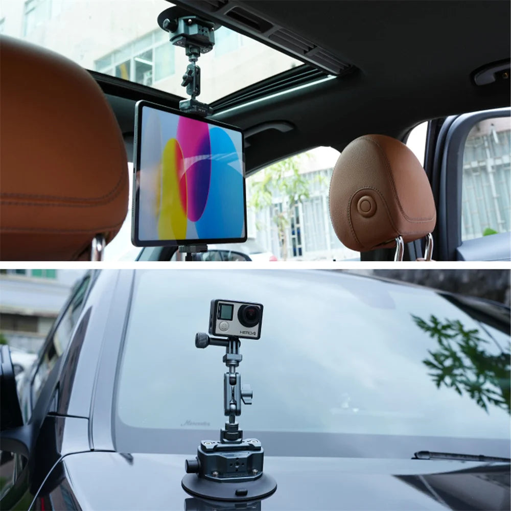 New Hand Pump Car Suction Cup Phone Action Camera Holder W NATO 360 Adjustable 1/4" 3/8"  for Gopro Insta360 DSLR Action Camera