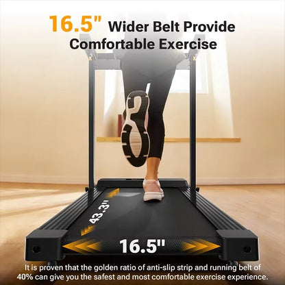 Folding Treadmill 2.25HP Treadmills for Home with 12 HIIT Modes Compact Mini Treadmill for Home Office LCD Display