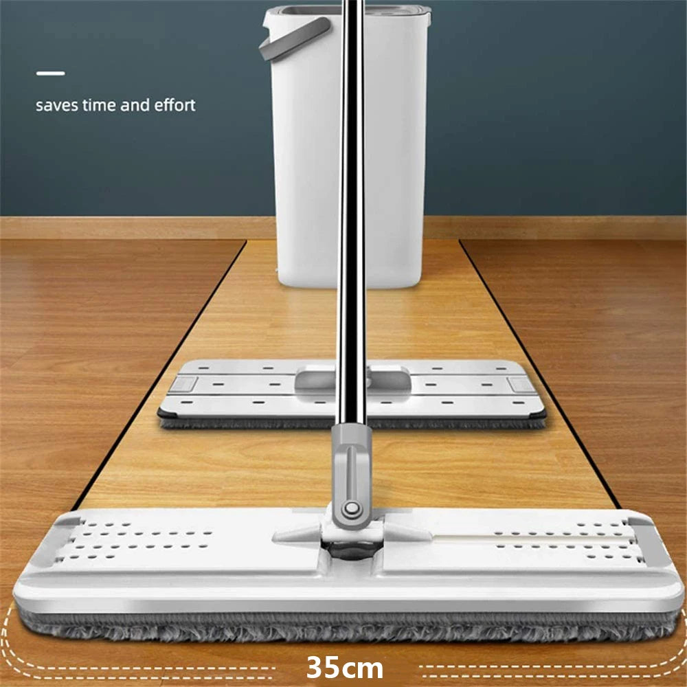 Hand Free Flat Floor Mop and Bucket Set Professional Home Floor Cleaning Mop Microfiber Mop Pads Household Cleaning Tools