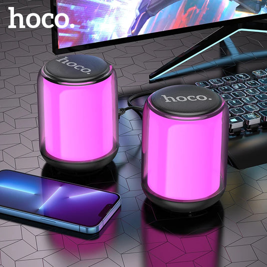 HOCO Computer Speakers PC Sound Box HIFI Stereo Microphone USB Wired 3.5mm audio jack with RGB color light for Desktop Computer