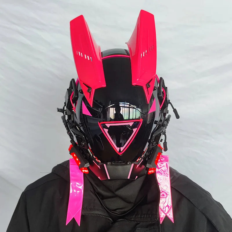 Cyberpunk Mask Helmet Techwear Cosplay Bluetooth With Dynamic Led Samurai Mask Customizable Patterns Screen Halloween Party Gift