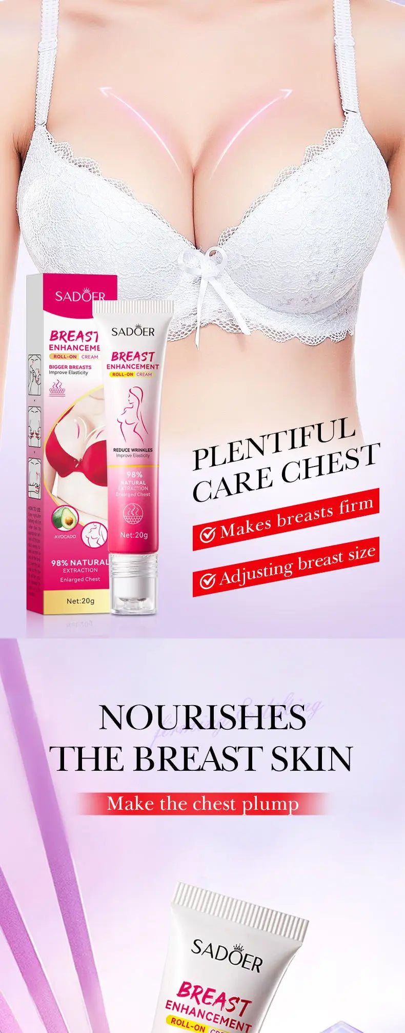 Natural Breast Enlargement Cream Lift Firm Breast Improve Sagging Massage Chest Rapidly Growth Breast Enlarge Breast Body Care