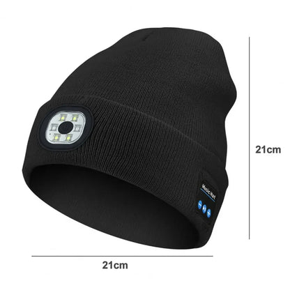 Hands-free Beanie Rechargeable Bluetooth Led Hat Headset Bright Wireless Music Headphone Player Winter Warm Cap Night Jogging