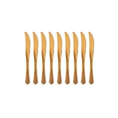 10pcs/Set green golden Pink Disposable Tableware Plastic Knife Fork Spoon Birthday Decor Kids Adults Wedding Party Supplies