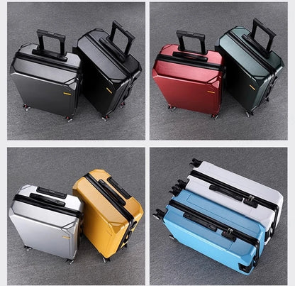 High Quality Suitcase Zipper Travel Bag with Wheels Trolley Case Password Lock Carrry-on Luggage Aluminum Frame 20 24 28 Inch