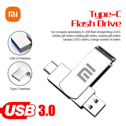 Xiaomi 2TB USB Flash Drive 256G Type C Pendrive OTG Memory Stick 64G 512GB High Speed USB Drive 1TB Pen Drive Gift With Key Ring