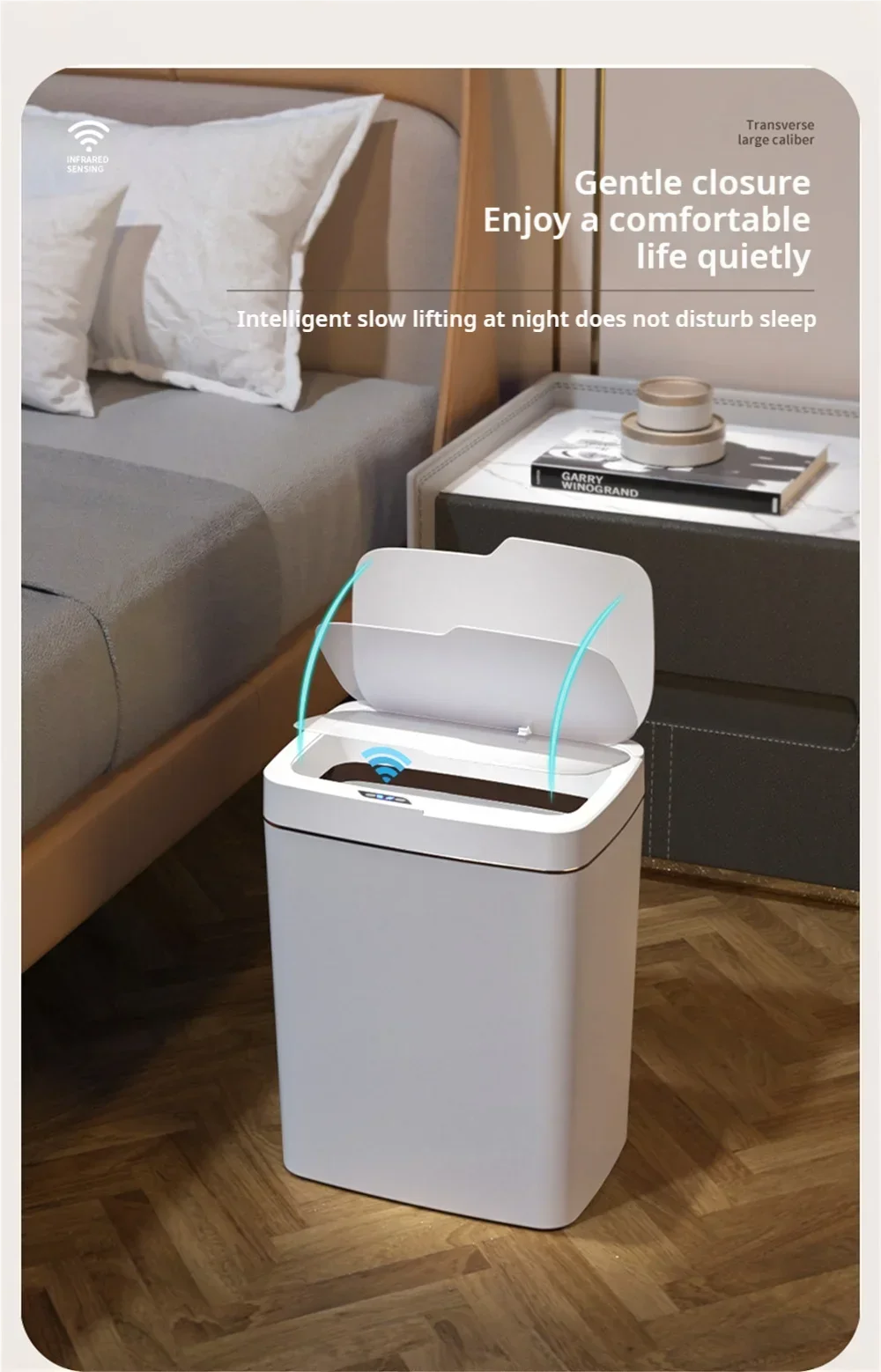 15L smart bathroom trash can white non-contact narrow smart sensor trash can smart home automatic bagging electronic trash can