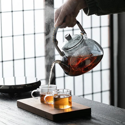 Steamable Teapot Household Glass Tea Maker High Temperature Resistant Steaming and Boiling Dual-purpose Teapot