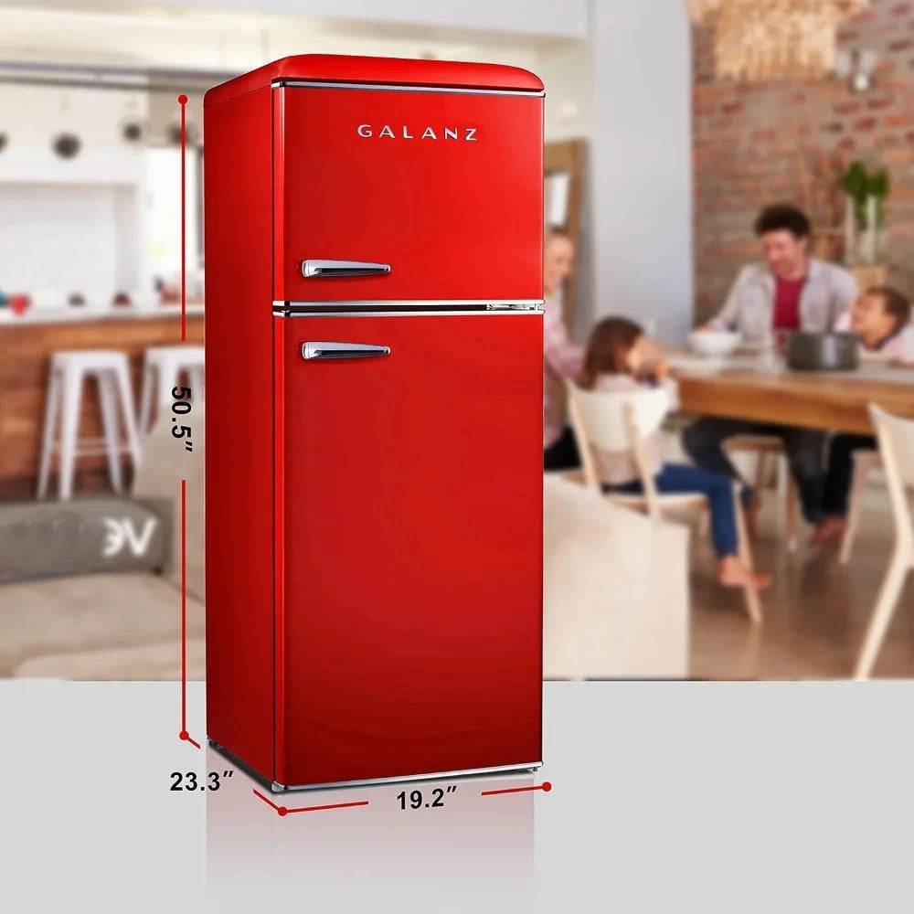 Retro Compact Refrigerator with Freezer Mini Fridge with Dual Door, Adjustable Mechanical Thermostat, 4.6 Cu Ft, Red - MarvelouStoree