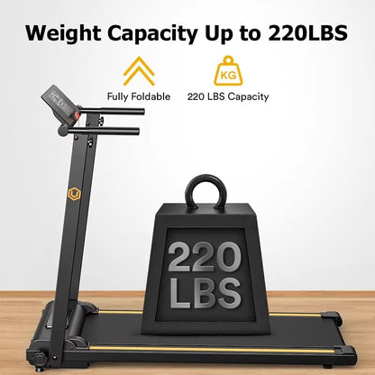 Folding Treadmill 2.25HP Treadmills for Home with 12 HIIT Modes Compact Mini Treadmill for Home Office LCD Display