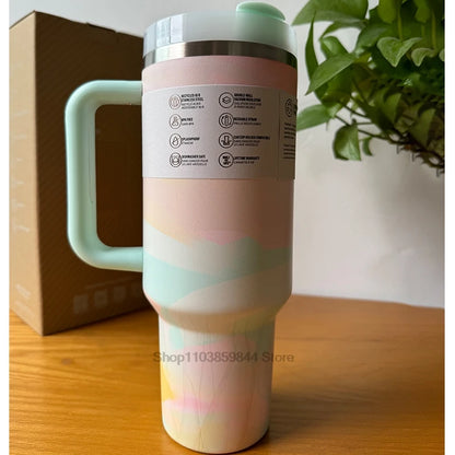 2024 New  Handle Straw Lid Stainless Steel 30oz/40oz Vacuum Insulated Car Mug Double Wall Thermal Iced Travel Cup