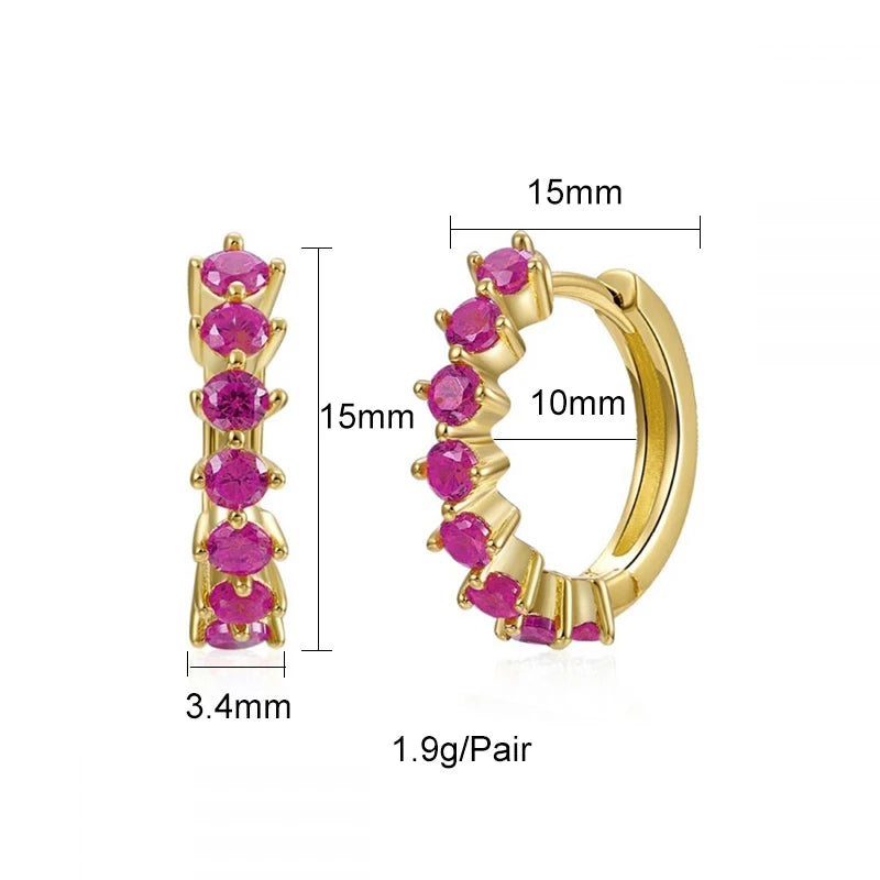 KEYOUNUO Gold Filled Stud Earrings Set For Women Ear Cuffs Colorful Zircon Dangle Hoop Earrings Fashion Party Jewelry Wholesale