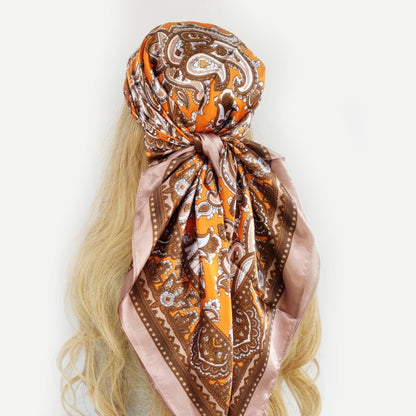 new 90*90cm fashion Silk Scarf Scarftop Headwraps Women Vintage Four Seasons Hair Scarve Hijab Foulard Bandana Femme Headscarf