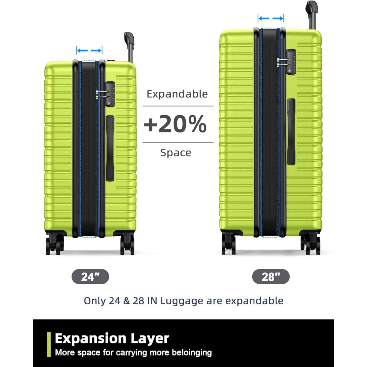 BEOW Luggage Sets 4 Piece, Expandable Luggage Sets with Spinner Wheels, TSA Lock Suitcases with Carry on Luggage Olive Green