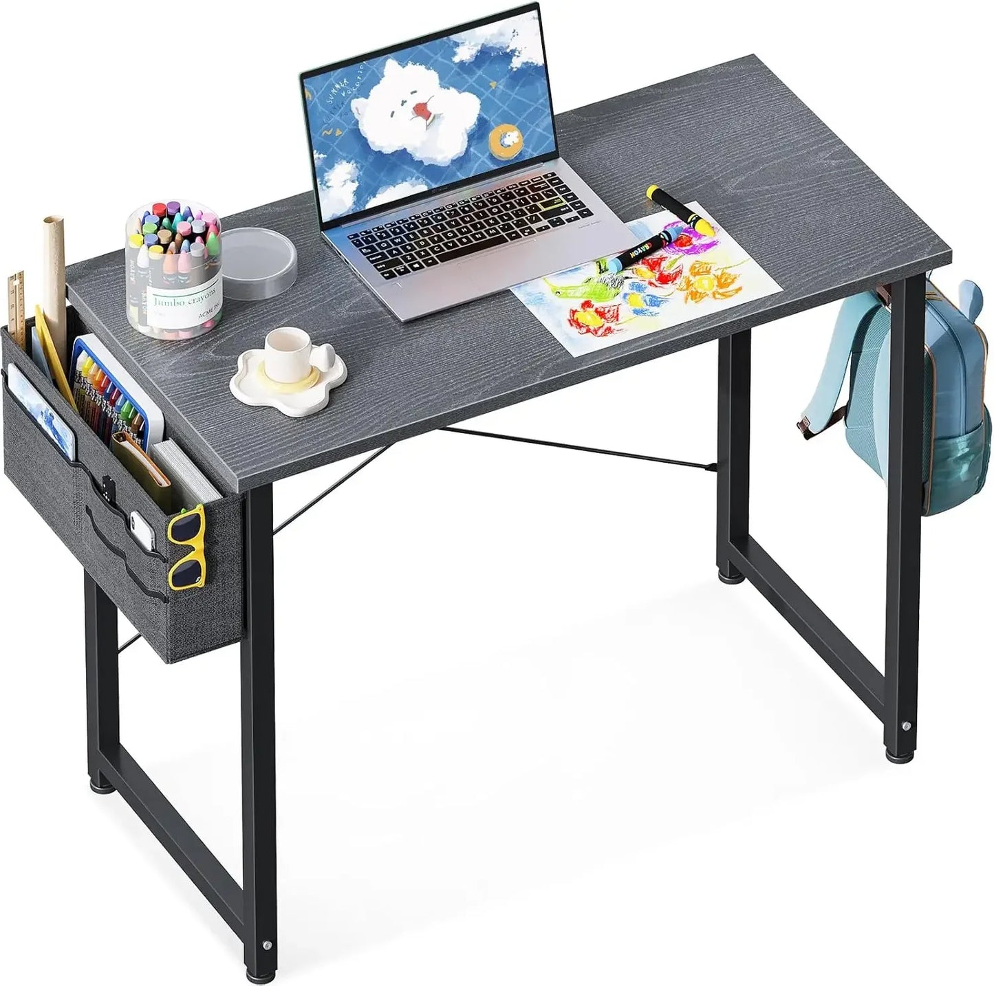 Laptop Desk Study Desk, 32 Inch Small Desk, Writing Desk with Storage,Work Table with Headphone Hook for Small Space Home Office