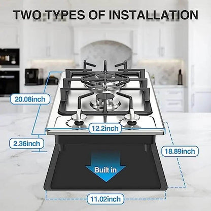 Portable Gas Cooktop Stainless Steel 2 Burner Stove Dual Fuel Built-in RVs and Apartments - MarvelouStoree