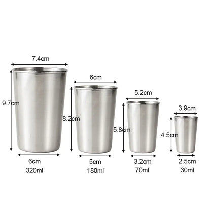 30/70/180/320ML Mini Glasses Stainless Steel Metal Beer Cup Wine Cups For Portable Drinkware Set Kitchen Accessories 1PC