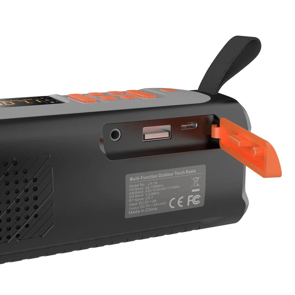 4500mAh Emergency AM/FM/SW Radio BT Speaker USB C/Solar/Hand Crank Charging Portable Radio with Flashlight SOS Alarm for Camping