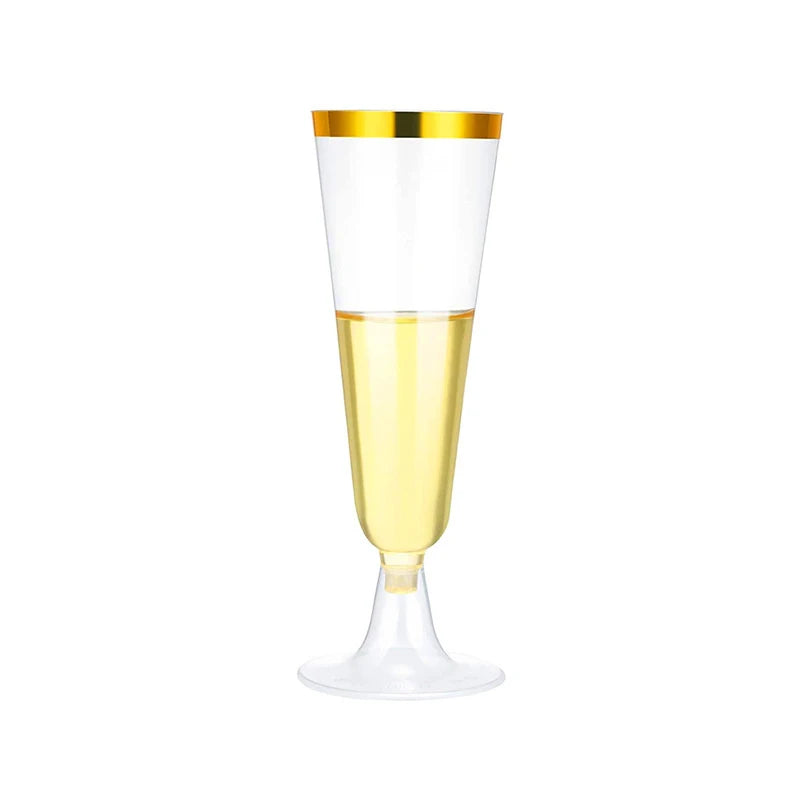 25pcs 150ml Disposable Cups Sparkling Champagne Bar Cups Plastic Champagne Flutes Clear Toasting Glasses for Weddings Party