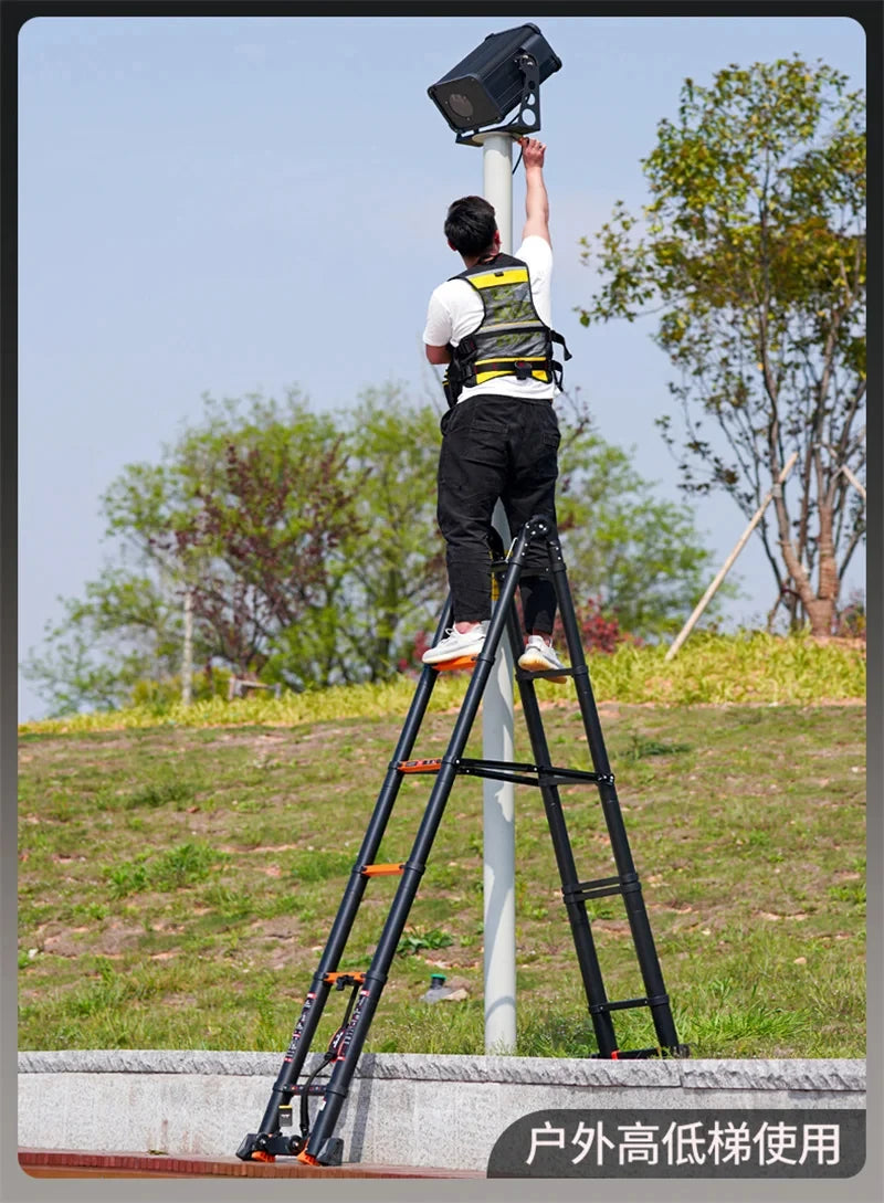 Multifunction Folding Ladder Aluminum Alloy Telescopic Ladder Thickened Herringbone Ladder Portable Lift Engineering Stairs