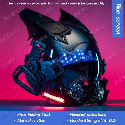 Cyberpunk App Light Up Mask, Rolling Subgame Screen Mask, Mech Technology Sense, Mobile Phone Control Helmet, Role Interpreting