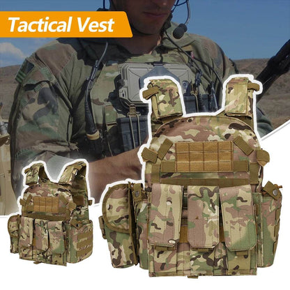 6094 Tactical Vest Nylon Gear Body Armor Combat Army CS Gear Hunting Plate Airsoft Wargame Pouch Camouflage Plate Carrier Vest - MarvelouStoree