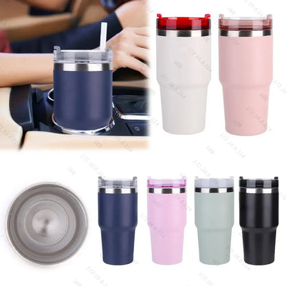 20oz Stainless Steel Thermos Bottle With Straw Water Bottle Thermo Coffee Mug Car Thermos Mug Travel Vacuum