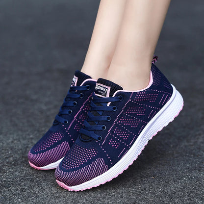 Ladies Casual Shoes Fashion Breathable Walking Mesh Flat Men's Sports Sneakers