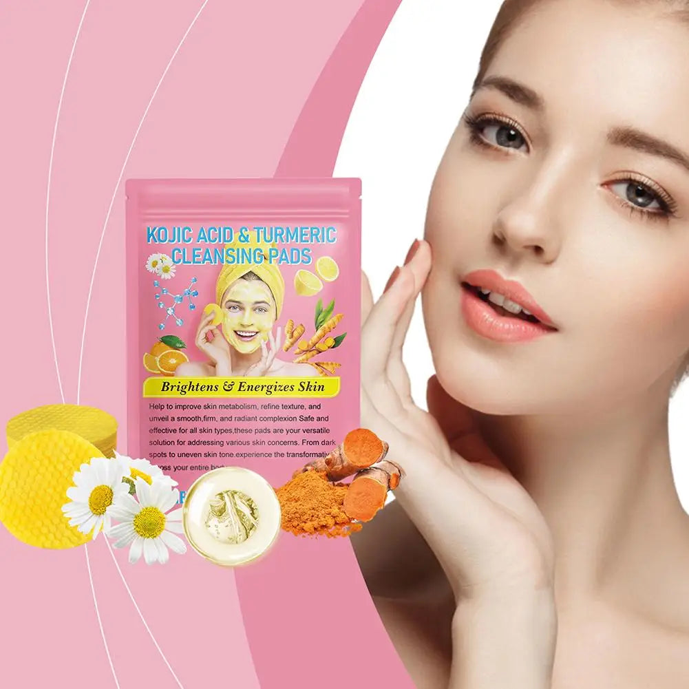 NEW High-end 40ps Turmeric Kojic Acid Cleansing Exfoliating Pads Sponges Balance Skin Remove Keratin Excess Skin Care Facia P1S0