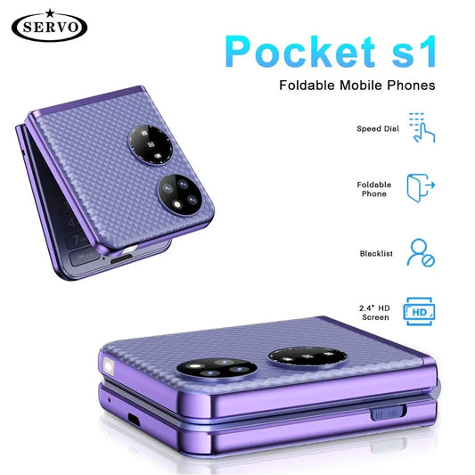 SERVO Pocket S1 New Style Flip Mobile Phone 4 SIM Cards 2G GSM 2.4'' Screen Torch Auto Call Record Magic Voice Fold Phone Gifts