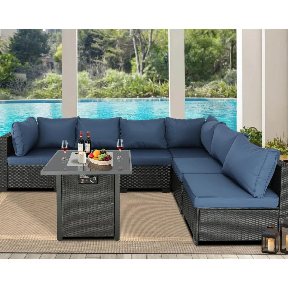 Patio Furniture Sets Outdoor Sectional PE Rattan Outdoor Furniture Patio Conversation Set with Cushions for Balcony Lawn