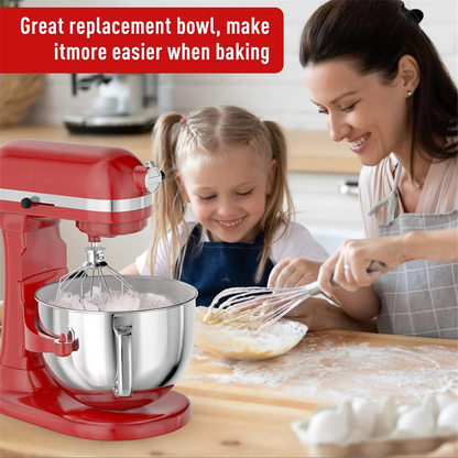 6QT Stainless Steel Mixer Bowl For Kitchenaid Stand Mixers, Kitchen Aid Mixing Bowl For 6QT Tilt-Head Mixer With Handle