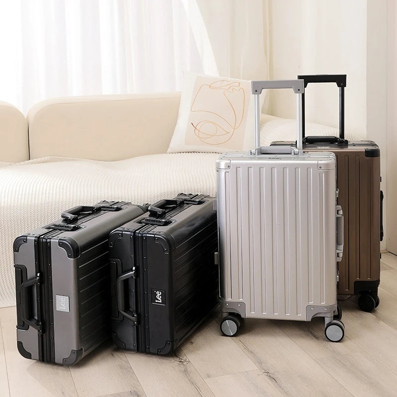 2024 New Large Capacity Durable Luggage Magnalium Aluminum Alloy Men Man Women Carry-On Boarding Travel 20/24/26/28