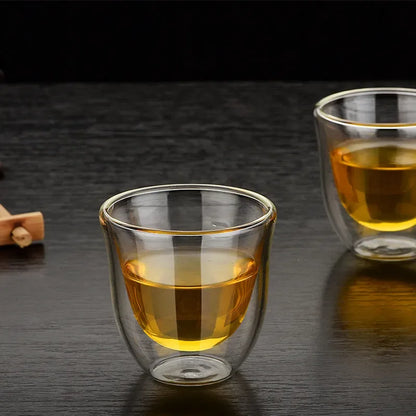 Double Wall Glass Cup Transparent Clear Heat Resistant Tea Drink Cups Mini Whisky Cup Espresso Coffee Cup Bar Drinkware Gift