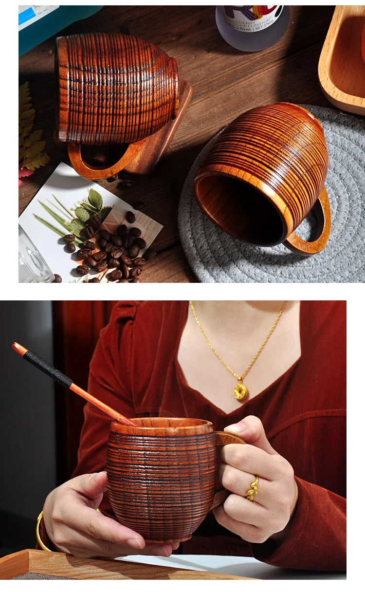 Wooden Big Belly Cups Handmade Natural Spruce Wood Cups Beer Tea Coffee Milk Water Cup Kitchen Bar Drinkware for Kitchen