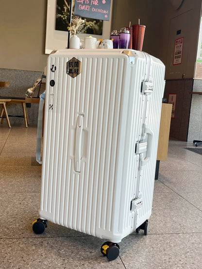 Large Capacity Travel Luggage Aluminum frame Suitcase pull rod Case 24/28/32 " with Cup Holder Travel Case Combination box