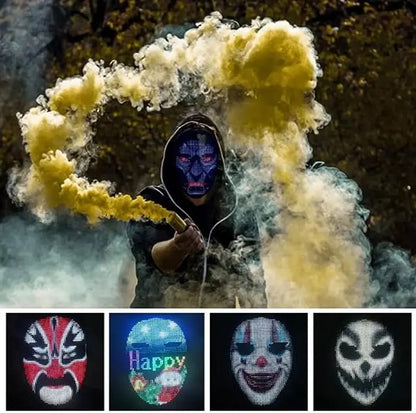 Bluetooth APP Light Up LED Mask Diy Picture Animation Text Halloween Christmas Carnival Costume Party Game Child Masks Deco GIFT