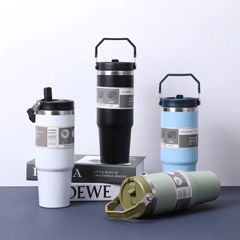 20/30oz Vacuum Insulated Tumbler Stainless Steel Coffee Cold Cup With Straw Insulated Water Bottle Thermal Water Tumbler Cup