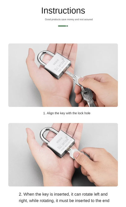 Stainless Steel Padlock Household Small Lock Head Anti-theft and Anti Prying Lock Dormitory Waterproof and Anti Rust Lock Locker