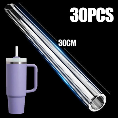 Replacement Transparent Straw Compatible with Stanley 40 oz 30 oz Cup Tumbler,Reusable Straw with Cleaning Brush,Clear