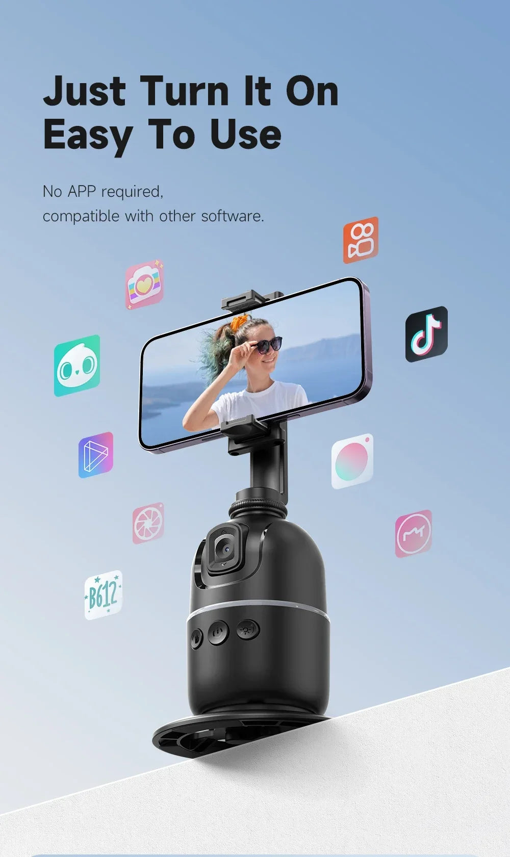 VIKEFON 360° Smart Auto Face Tracking Gimbal Stabilizer Selfie Stick Tripod with Gesture Control for Camera Mobile Smartphone