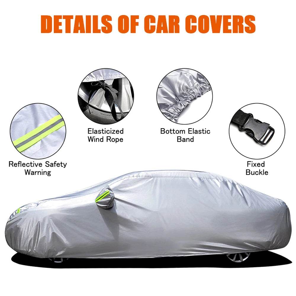 S-XXL Car Cover Sedan Full Covers with Reflective Strip Sunscreen Protection Dustproof&Waterproof UV Scratch-Resistant Universal - MarvelouStoree