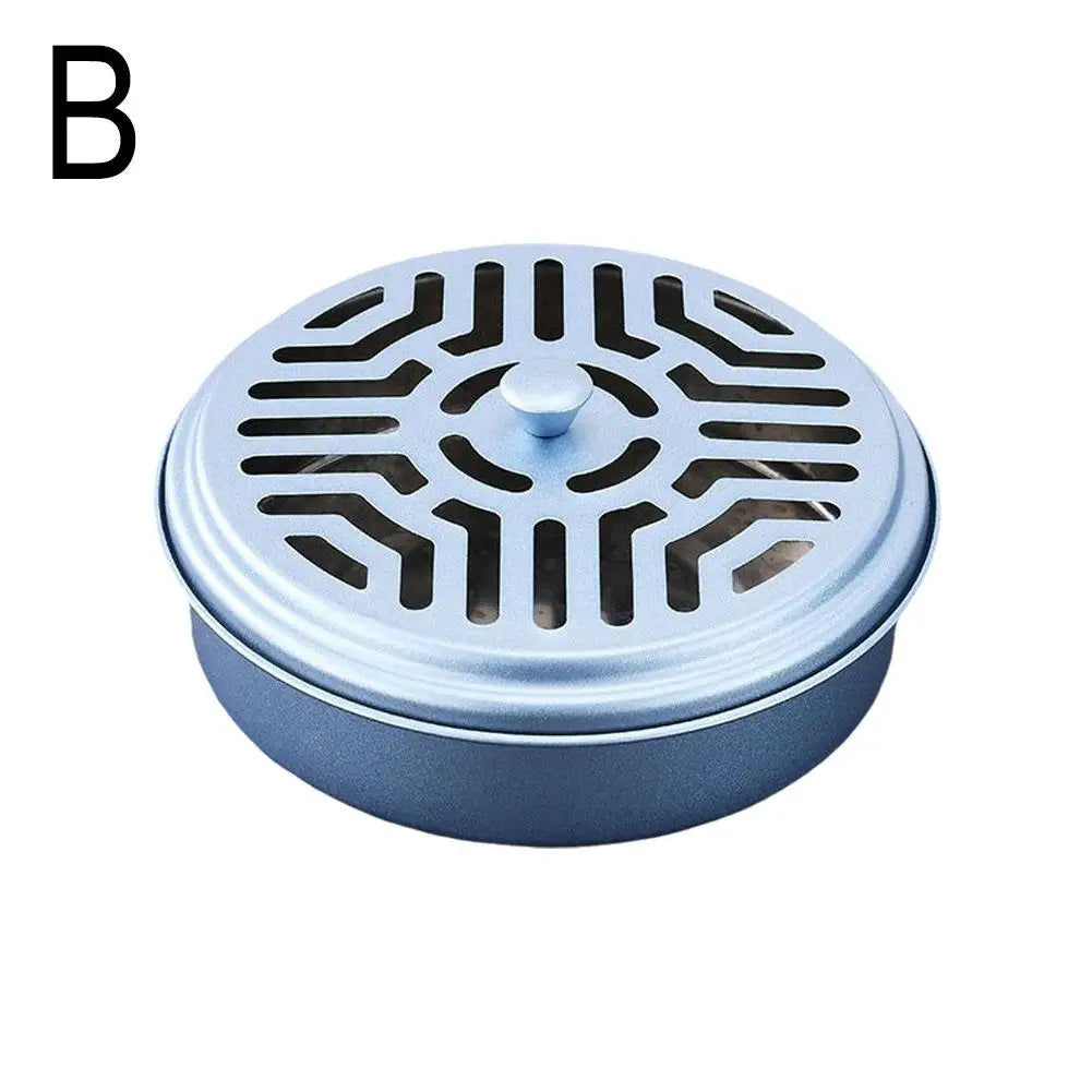 1PCS Stainless Steel Mosquito Coil Tray With Cover Mosquito Portable Coil Windproof Repellent Incense Stand Outdoor R1I2