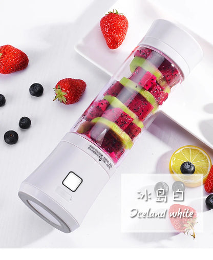 480ml Rechargeable Blender Eco-friendly Glass Bottle Juice Extractor 6 Blades Portable Fruits Mixer Grinder Juice Maker Machine